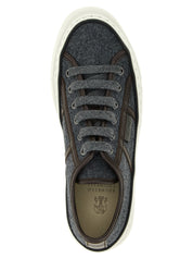 Brunello Cucinelli Gray Virgin Wool Low Top Sneakers Brunello Cucinelli