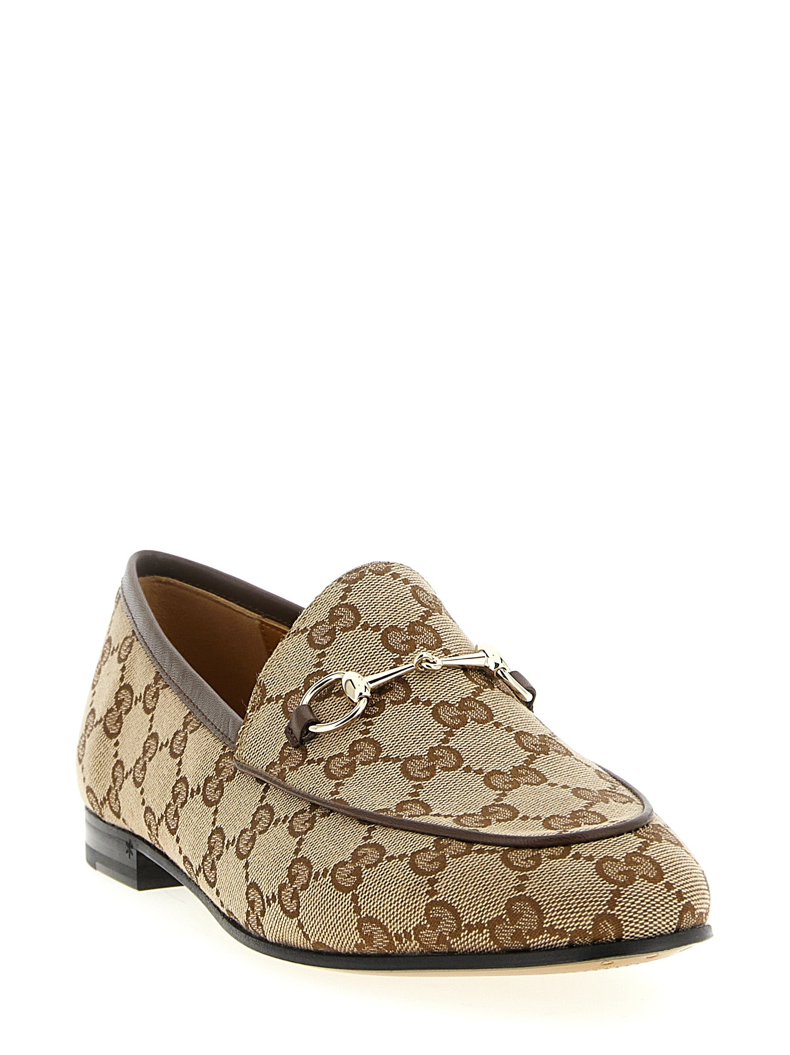 Gucci Beige Polyester Slip-On Loafers