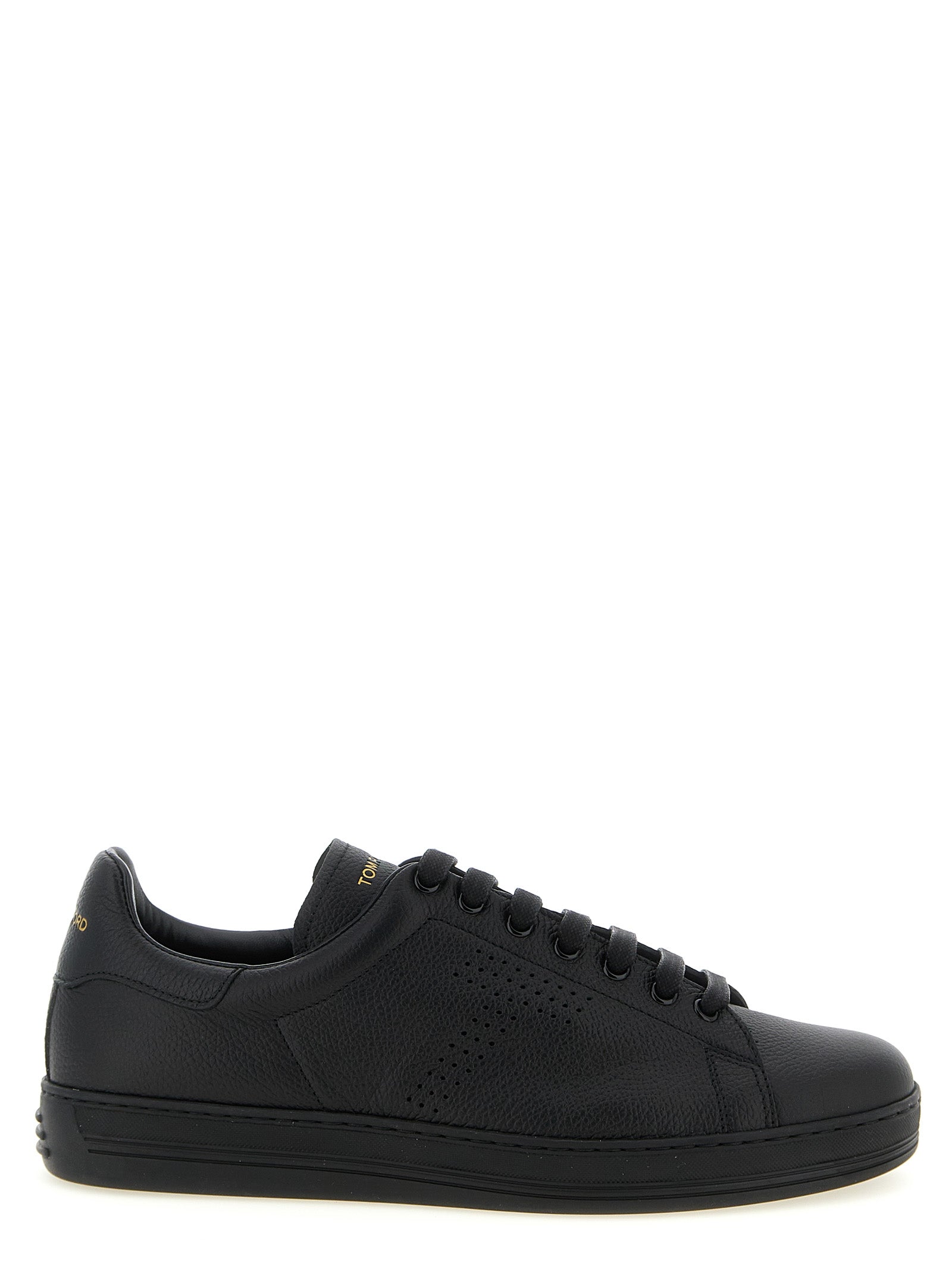 Black Leather Low Top Sneakers