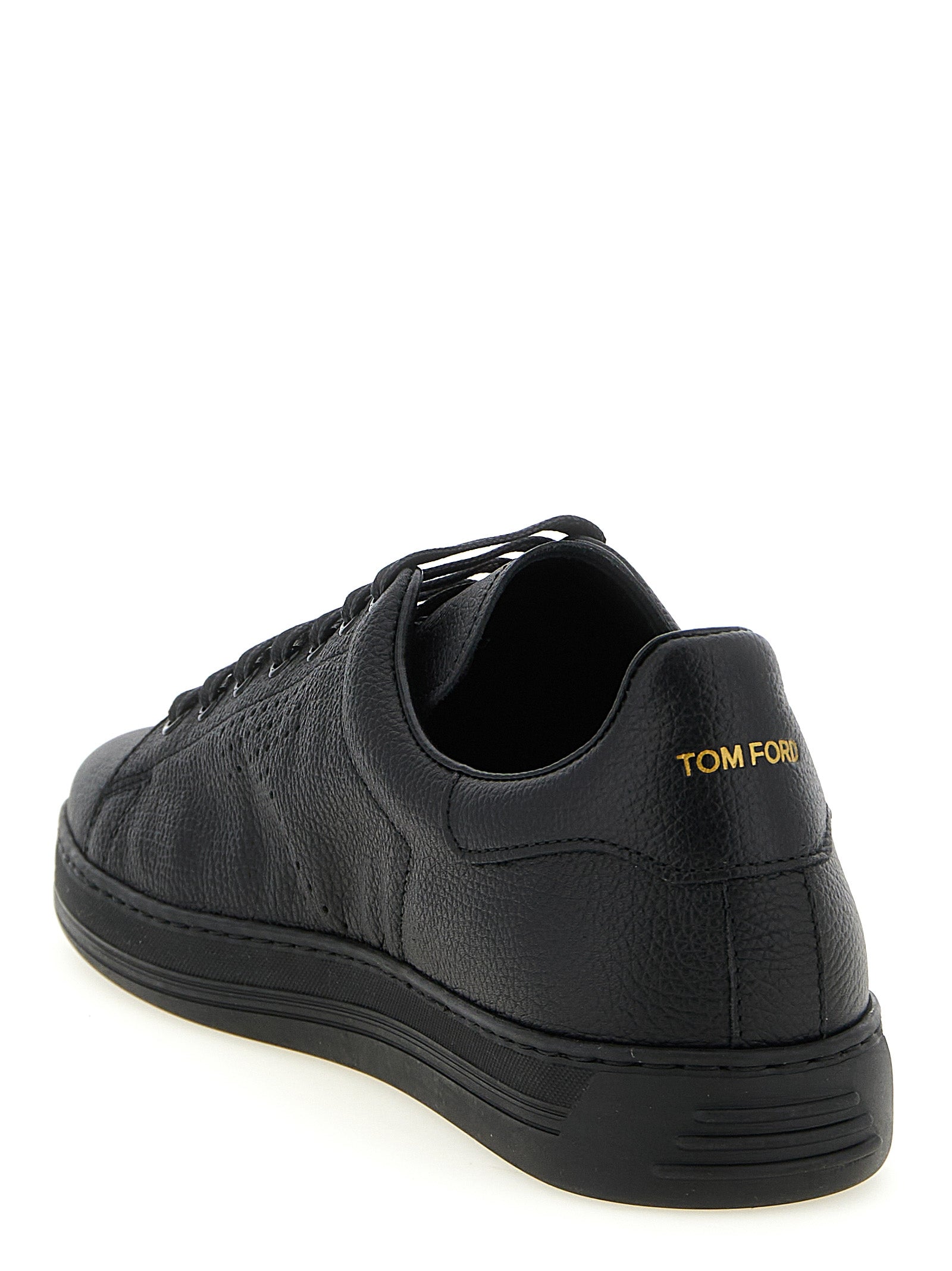 Black Leather Low Top Sneakers