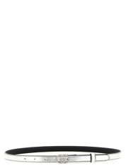 Silver Calfskin Thin Belt
