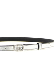 Silver Calfskin Thin Belt