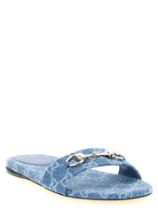 Gucci Blue Cotton Slides