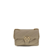 PINKO Gray Calf Leather Bos Taurus Shoulder Bag