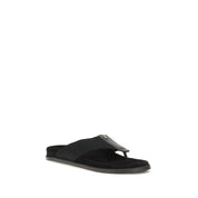 Dolce & Gabbana Black Polyester Flip-Flop Sandals