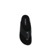 Dolce & Gabbana Black Polyester Flip-Flop Sandals