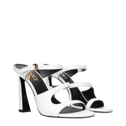 Versace White Leather Stiletto Heel Sandals