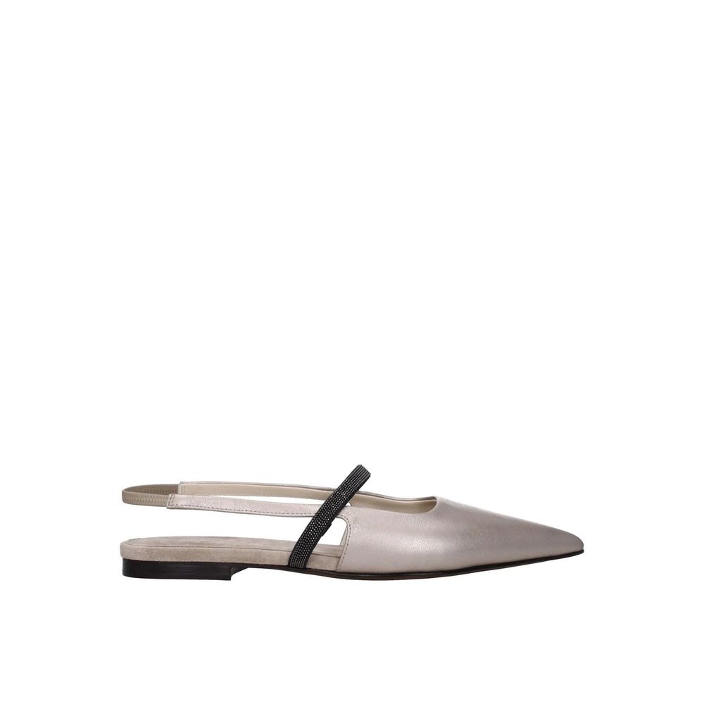 Brunello Cucinelli Beige Leather Mules Brunello Cucinelli