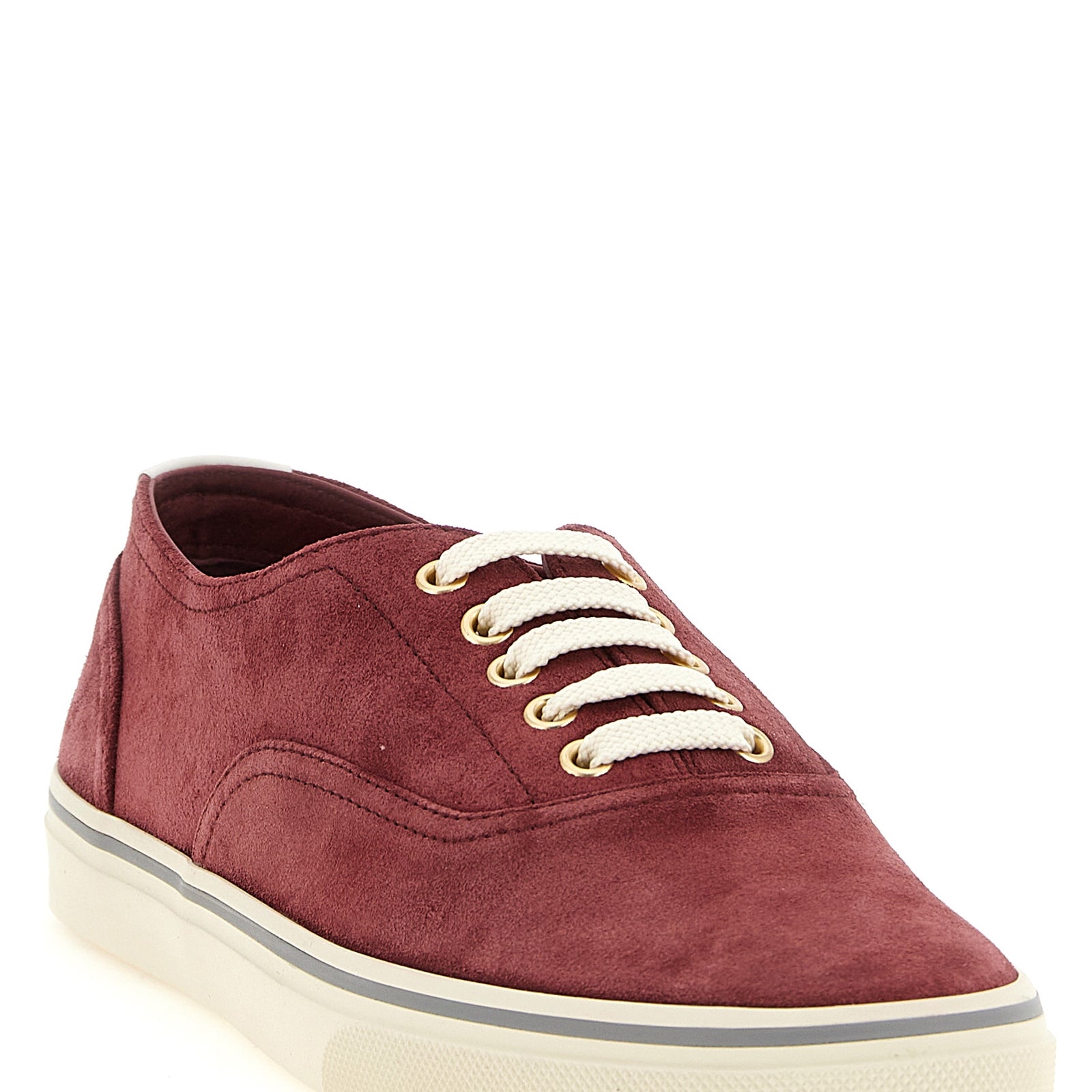 Brunello Cucinelli Bordeaux Calfskin Low Top Sneakers Brunello Cucinelli