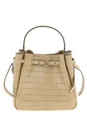 Beige Cowhide Shoulder Bag