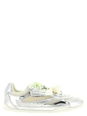 PINKO Silver Leather Athletic Sneakers