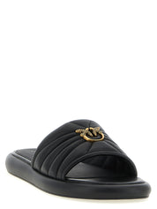 PINKO Black Lambskin Slides