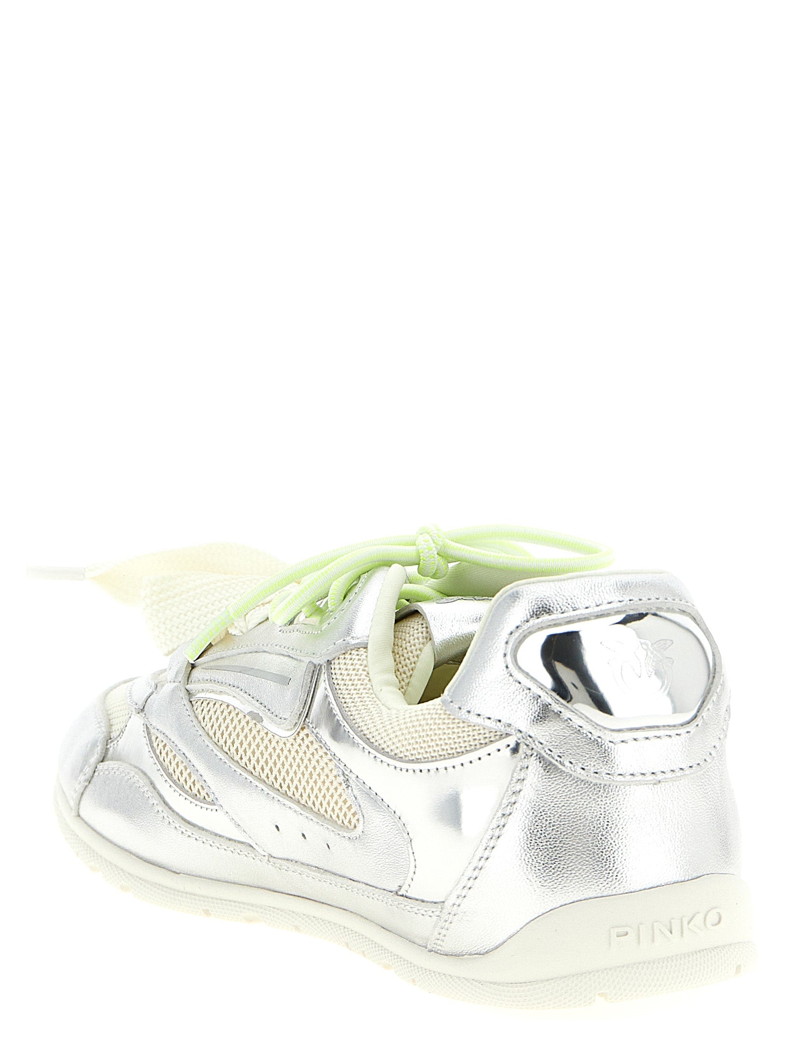 PINKO Silver Leather Athletic Sneakers