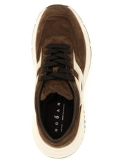 Hogan Brown Calfskin Athletic Sneakers