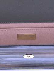Gray Polyester Clutch Bag