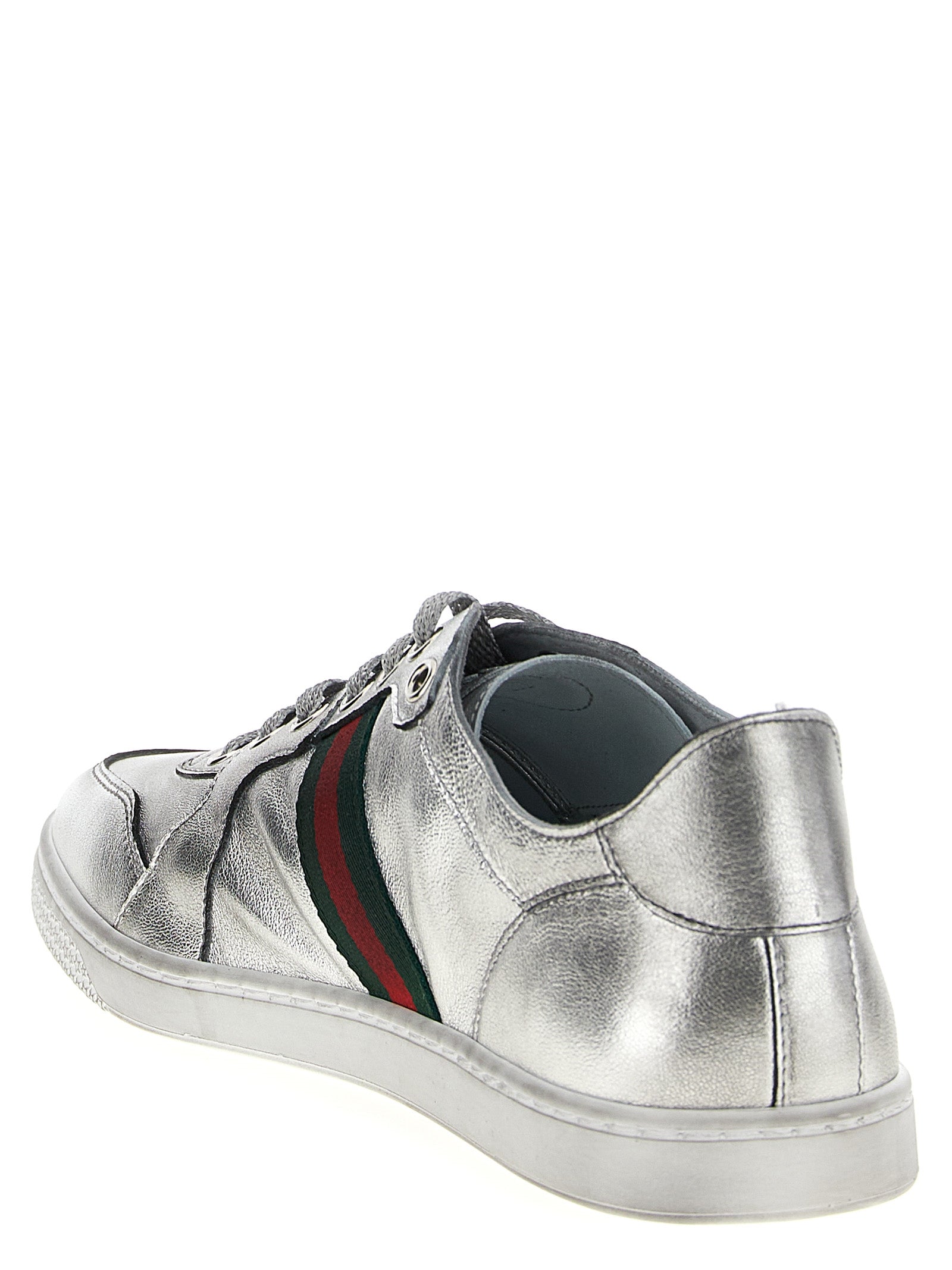 Silver Lamb Leather Athletic Sneakers