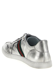 Silver Lamb Leather Athletic Sneakers