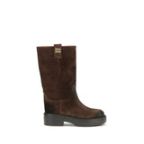 Miu Miu Brown Calf Leather Bos Taurus Ankle Boots