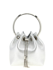 Silver Lamb Leather Handbag