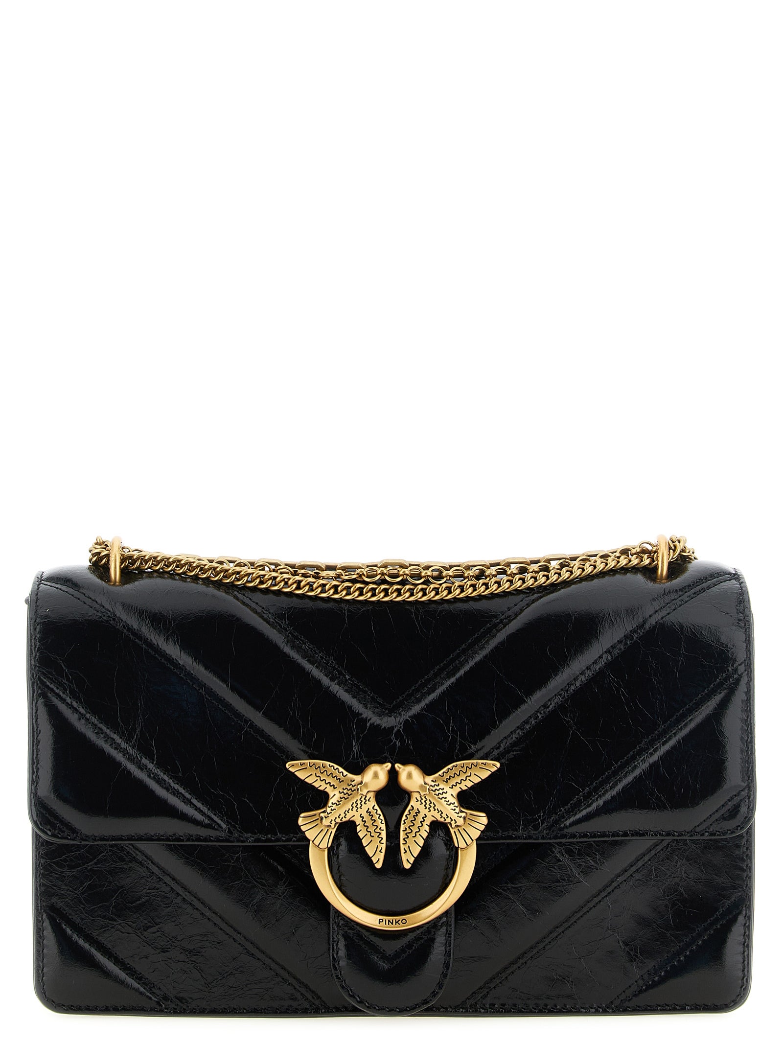 PINKO Black Calfskin Shoulder Bag