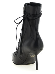 Black Lamb Leather Ankle Boots