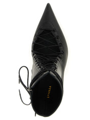 Black Lamb Leather Ankle Boots