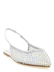 Silver Polyester Ballet Flats