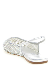 Silver Polyester Ballet Flats