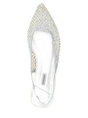 Silver Polyester Ballet Flats