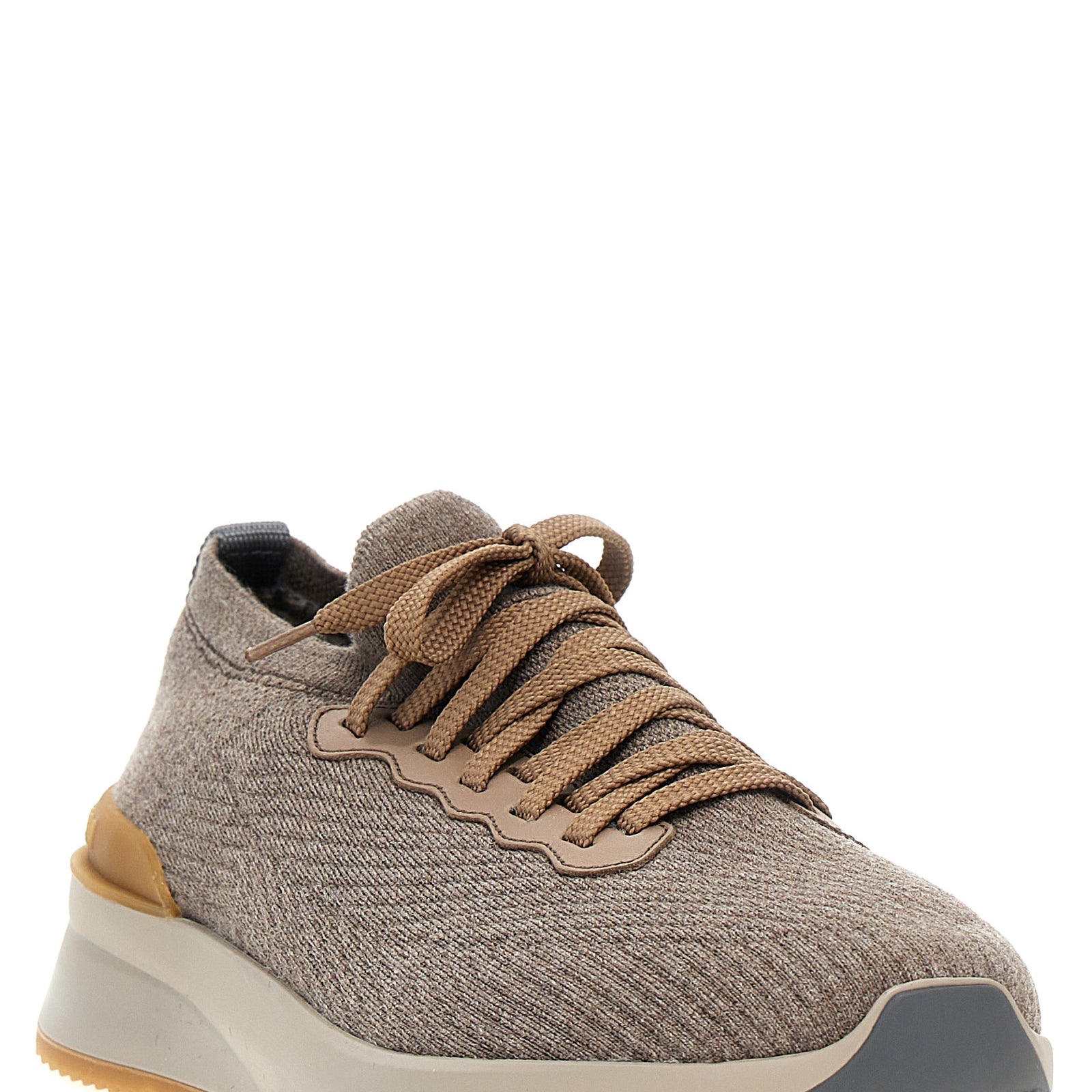 Brunello Cucinelli Gray Wool Low Top Sneakers Brunello Cucinelli