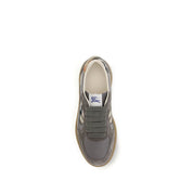 Burberry Gray Calf Leather Bos Taurus Low Top Sneakers