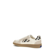 Burberry Beige Calf Leather Bos Taurus Low Top Sneakers
