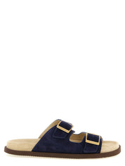 Brunello Cucinelli Blue Calfskin Slides