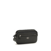 Valentino Garavani Black Calf Leather Bos Taurus Shoulder Bag