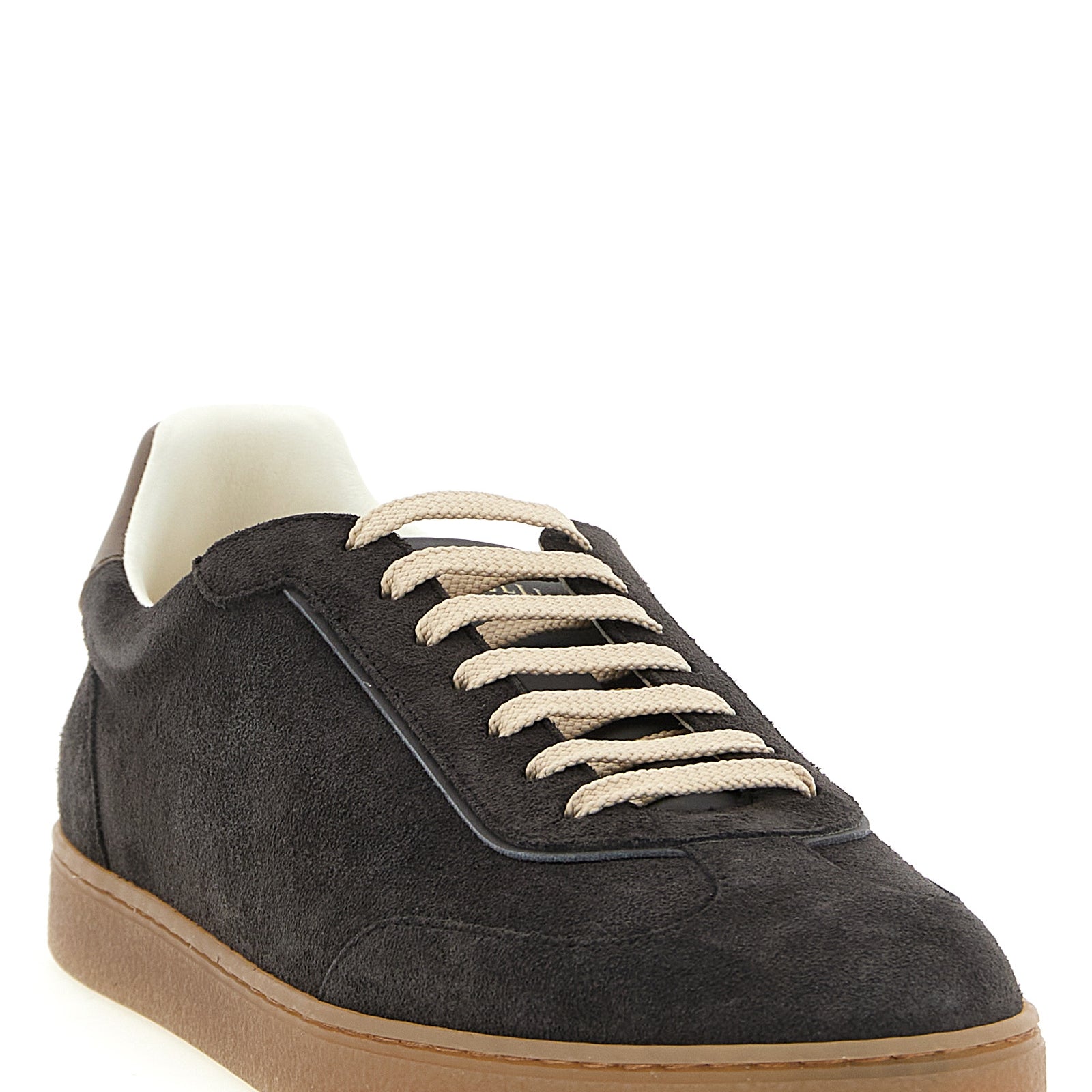 Brunello Cucinelli Gray Calfskin Low Top Sneakers Brunello Cucinelli