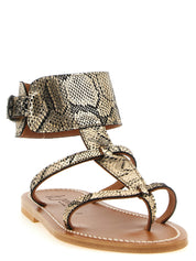 Gray Goatskin Flat Sandals