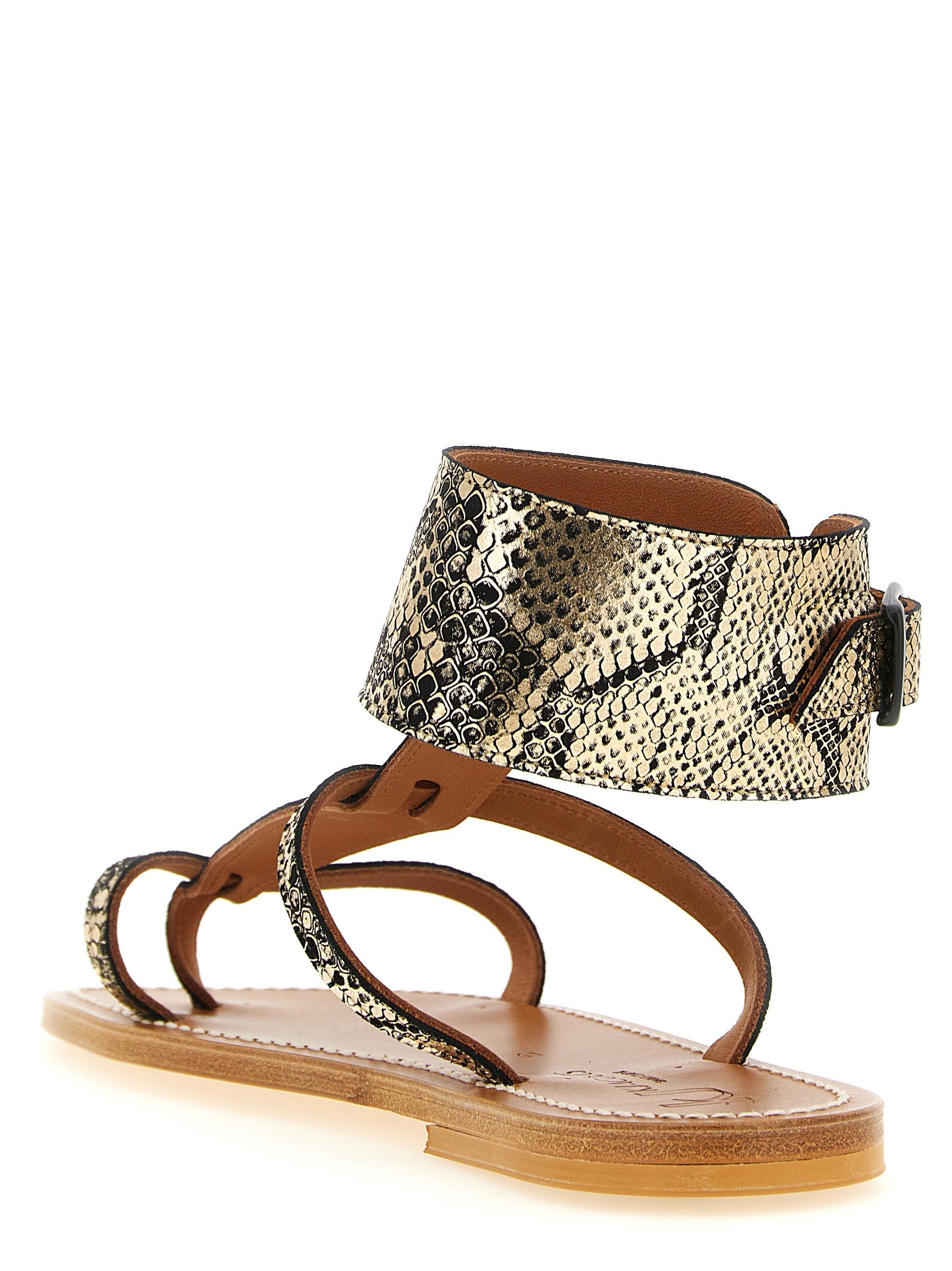 Gray Goatskin Flat Sandals