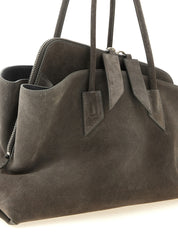 Gray Bovine Leather Shoulder Bag