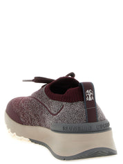 Brunello Cucinelli Bordeaux Cotton Athletic Sneakers