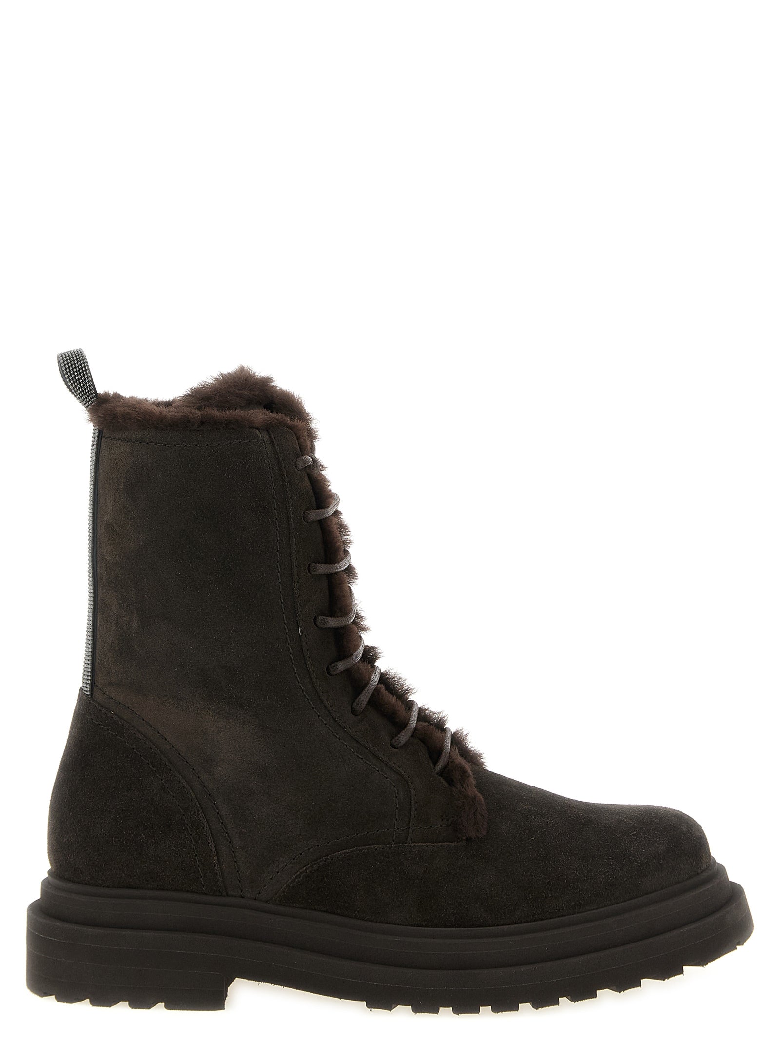 Brunello Cucinelli Brown Calfskin Lace-Up Boots Brunello Cucinelli