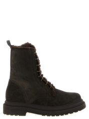 Brunello Cucinelli Brown Calfskin Lace-Up Boots Brunello Cucinelli