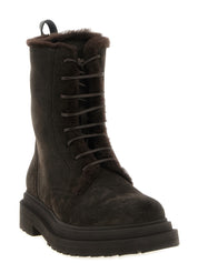 Brunello Cucinelli Brown Calfskin Lace-Up Boots Brunello Cucinelli