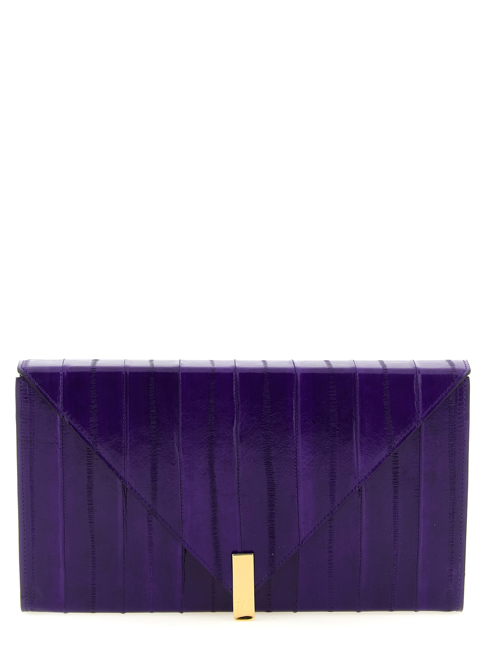 Purple Leather Clutch Bag