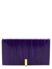 Purple Leather Clutch Bag