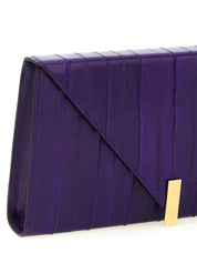 Purple Leather Clutch Bag