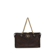 Valentino Garavani Brown Calf Leather Bos Taurus Shoulder Bag