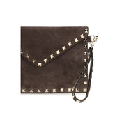 Brown Suede Leather Clutch Bag