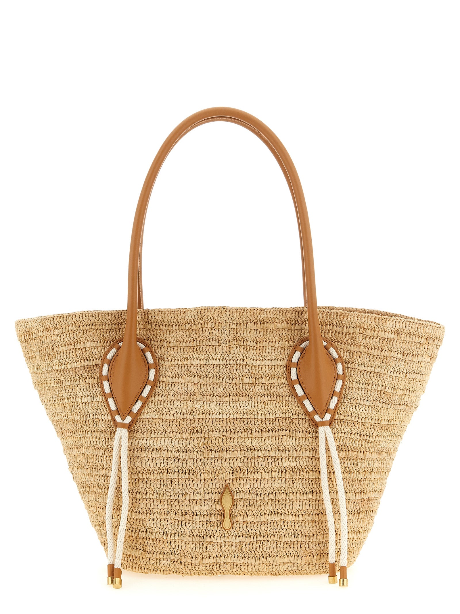 Beige Raffia Tote Bag