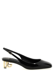 Black Calfskin Mid Heel Pumps