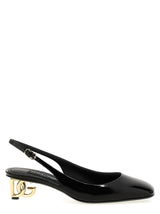 Black Calfskin Mid Heel Pumps